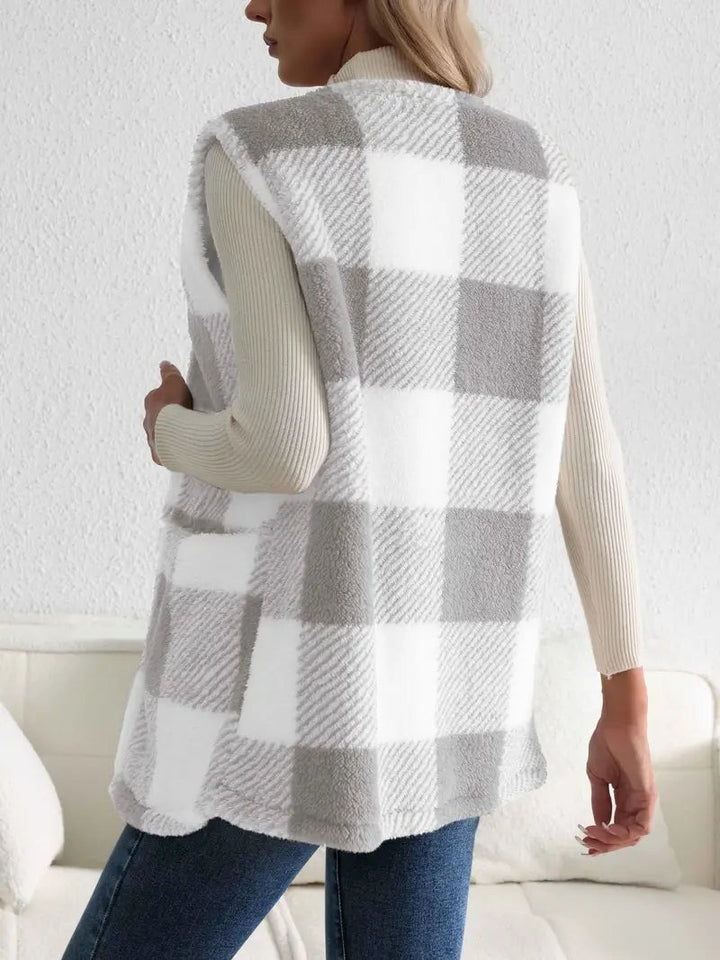 Gilet à carreaux sherpa