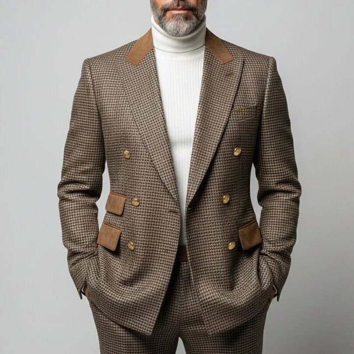 Blazer homme en daim à motif pied-de-poule