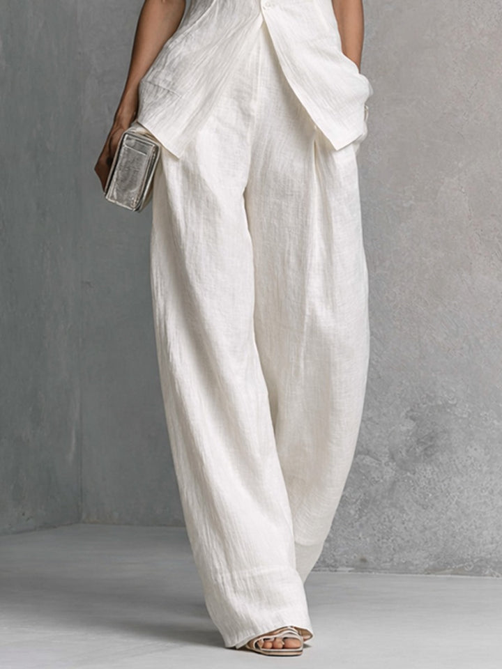 Ensemble élégant tissu blanc froissé