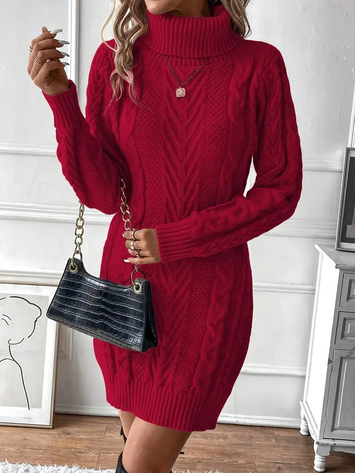 Robe pull en tricot torsadé pour femme élégante