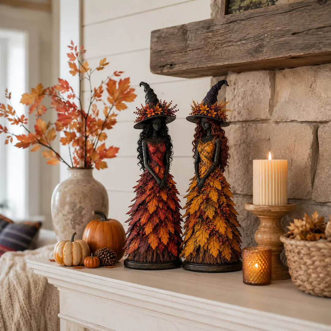 Enchanted Harvest Witches – Handcrafted Halloween Figurines