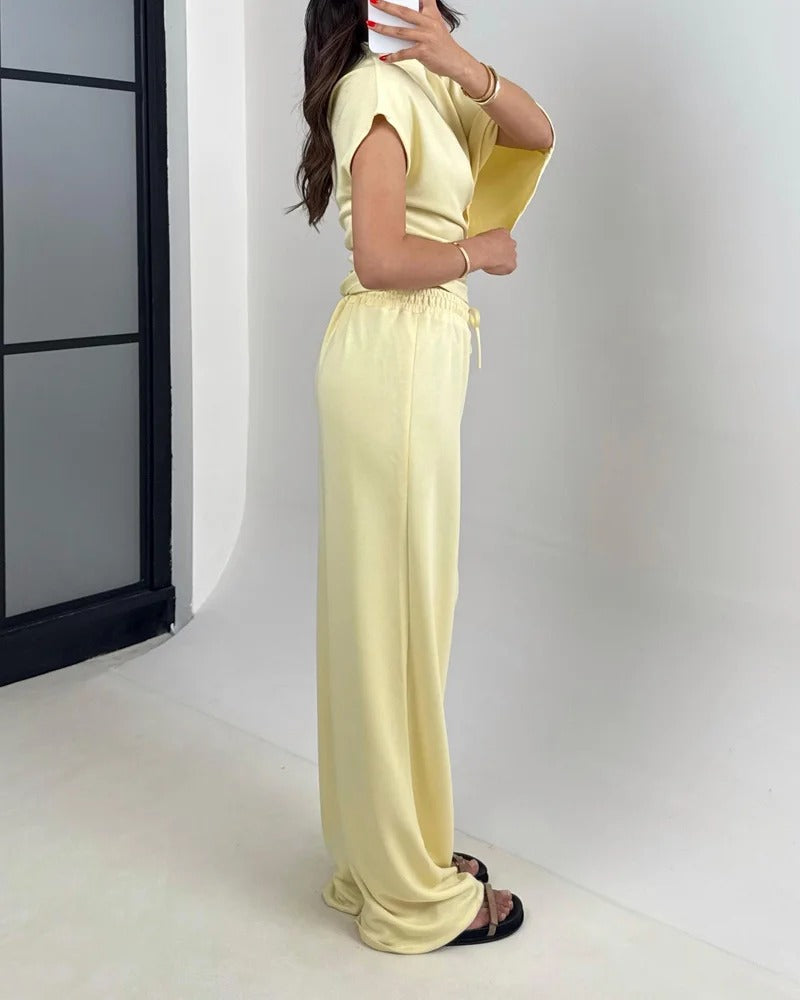 Ensemble deux pièces haut et pantalon irréguliers à la mode