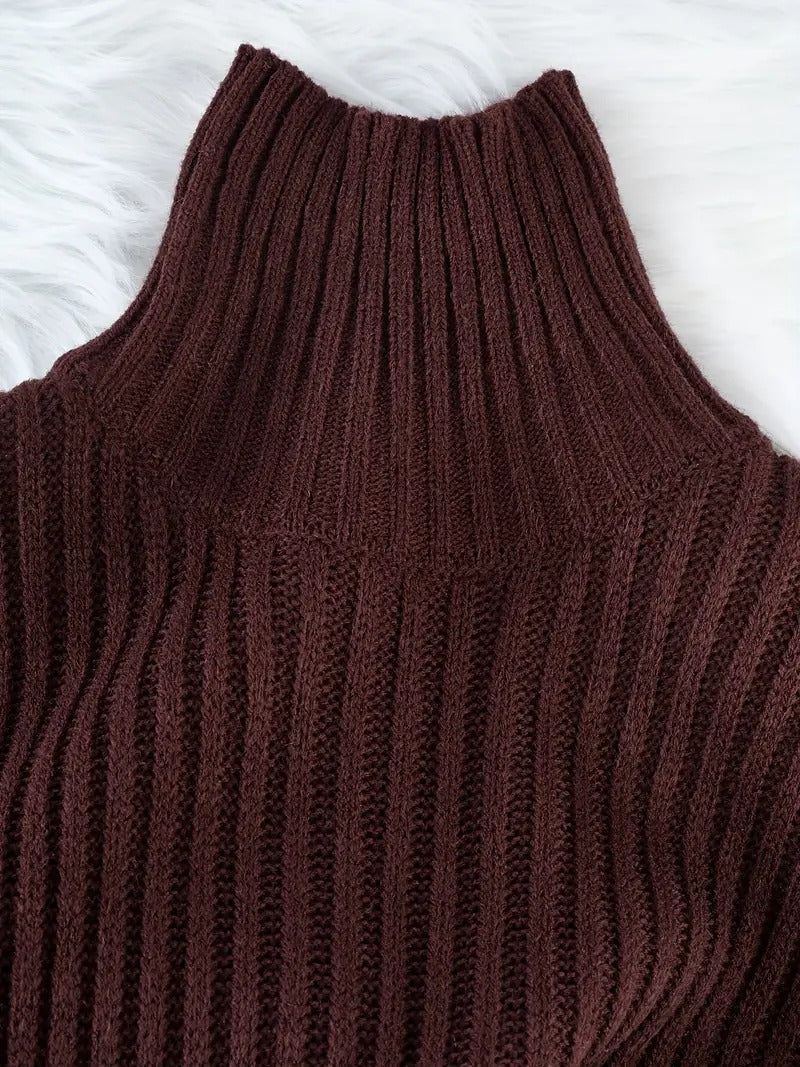 Robe pull décontractée femme à col montant