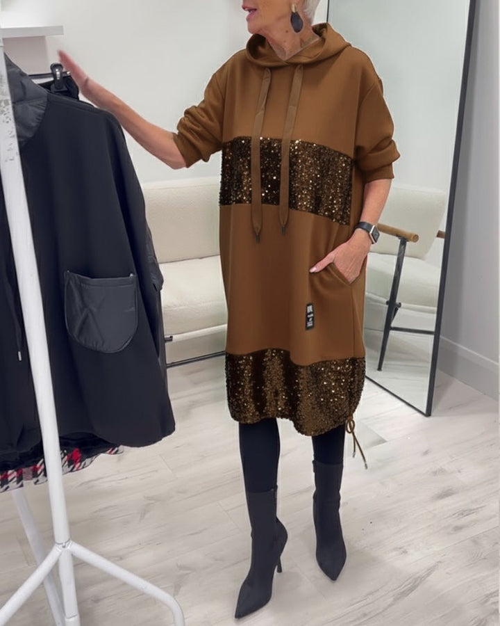 Robe à capuche tendance avec patchwork