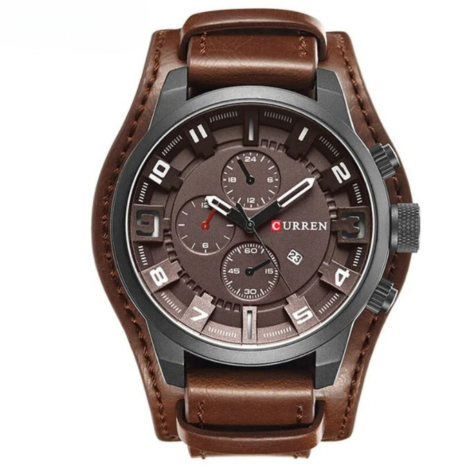 Montre chrono en cuir de vachette