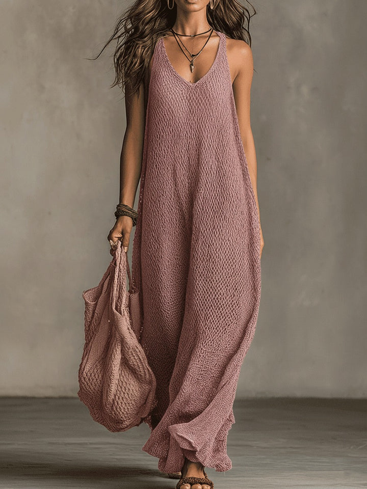Robe longue bohème décontractée en maille