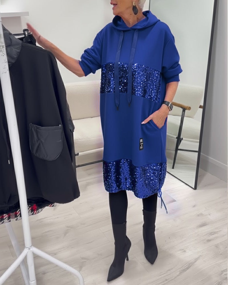 Robe à capuche tendance avec patchwork