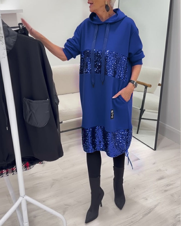 Robe à capuche tendance avec patchwork