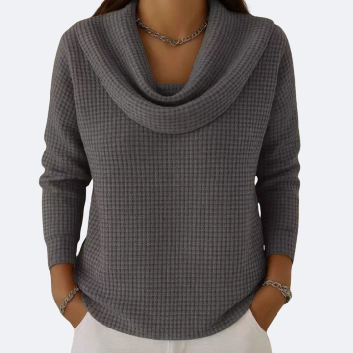 LIVIA - Pull Col Doux Thermique Effet Waffle