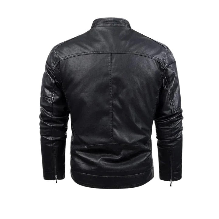 Veste en cuir rétro doublée de polaire