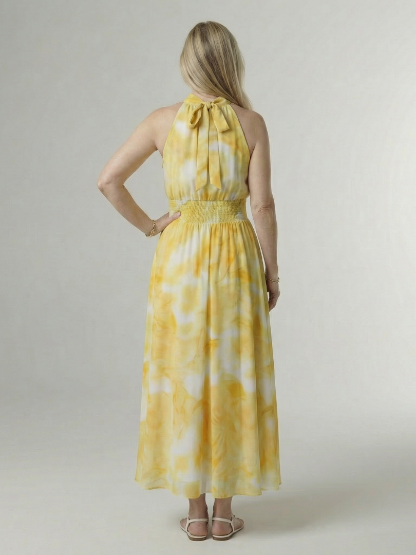 Concetta | Midi Dress with American Collar and Ruching