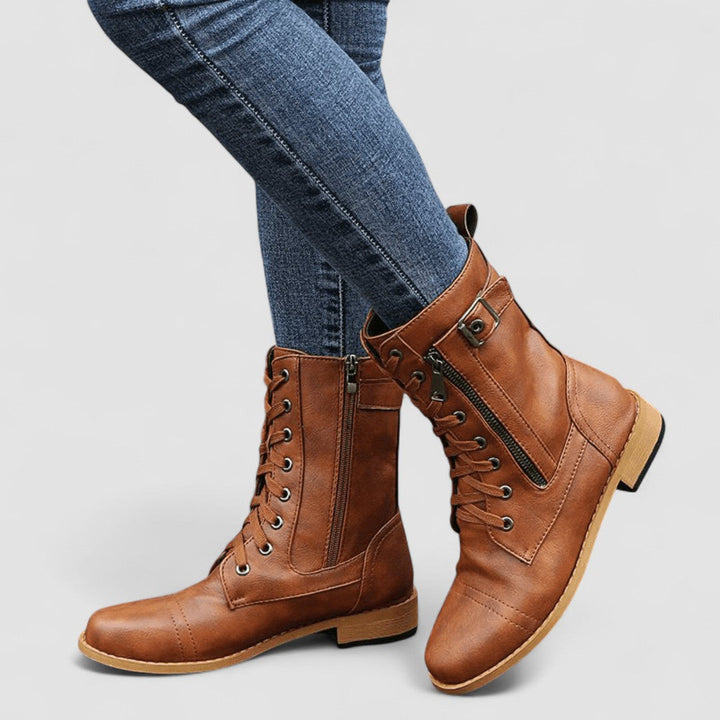 Sylvia | Lace-Up Mid-Calf Boot