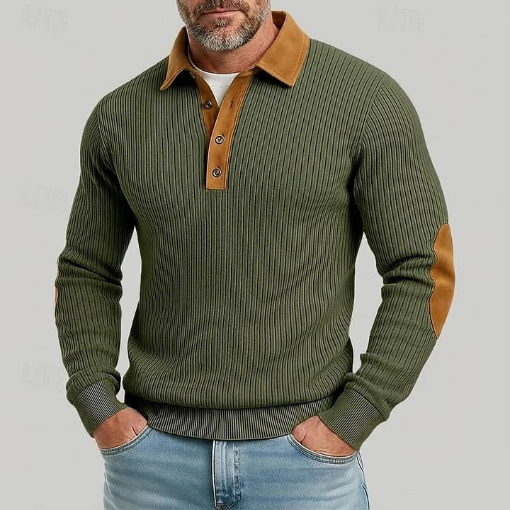 Polos à manches longues et col boutonné en daim