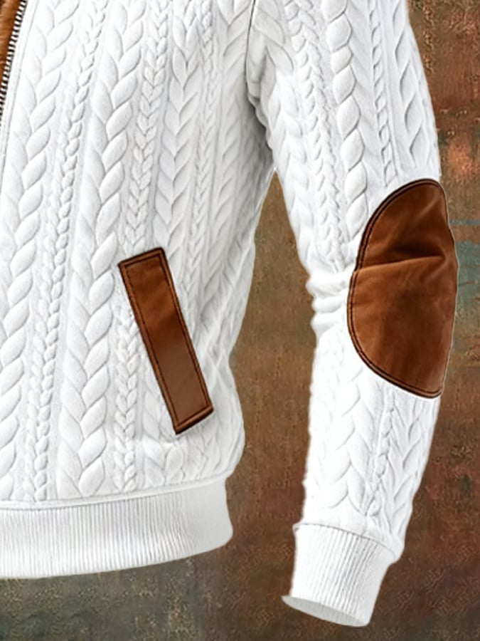 Veste chaude en maille jacquard à texture rétro