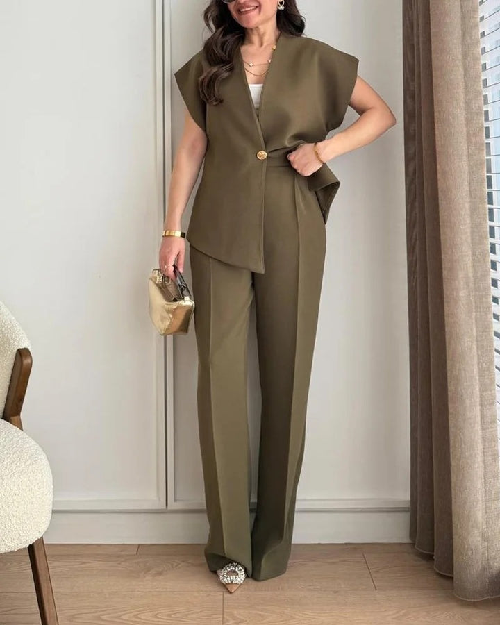 Ensemble deux pièces haut et pantalon asymétriques