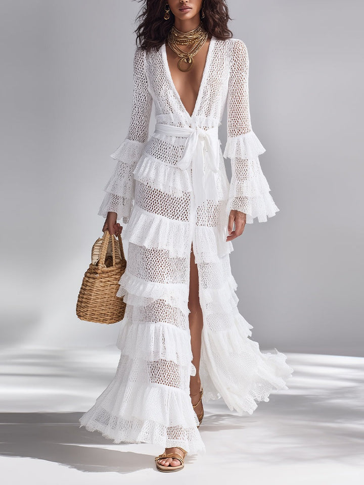 Robe en crochet blanc style bohème chic