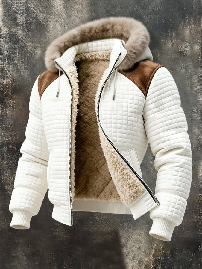 Veste d'extérieur chaude rétro en maille gaufrée