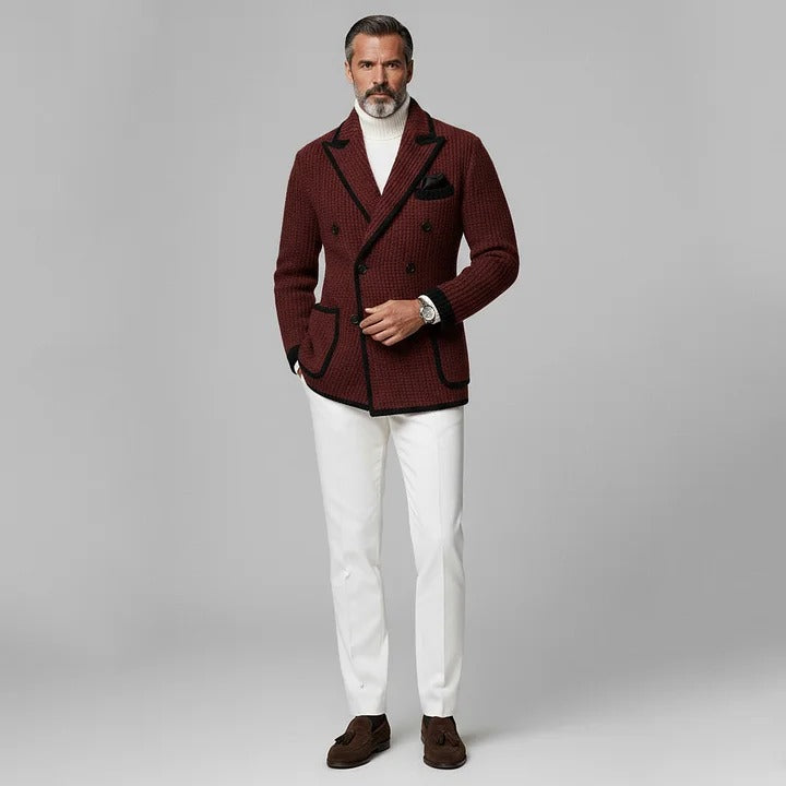 Blazer bordeaux pour homme en maille