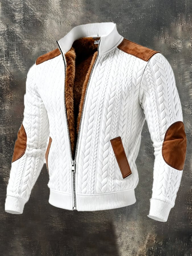 Veste chaude en maille jacquard à texture rétro
