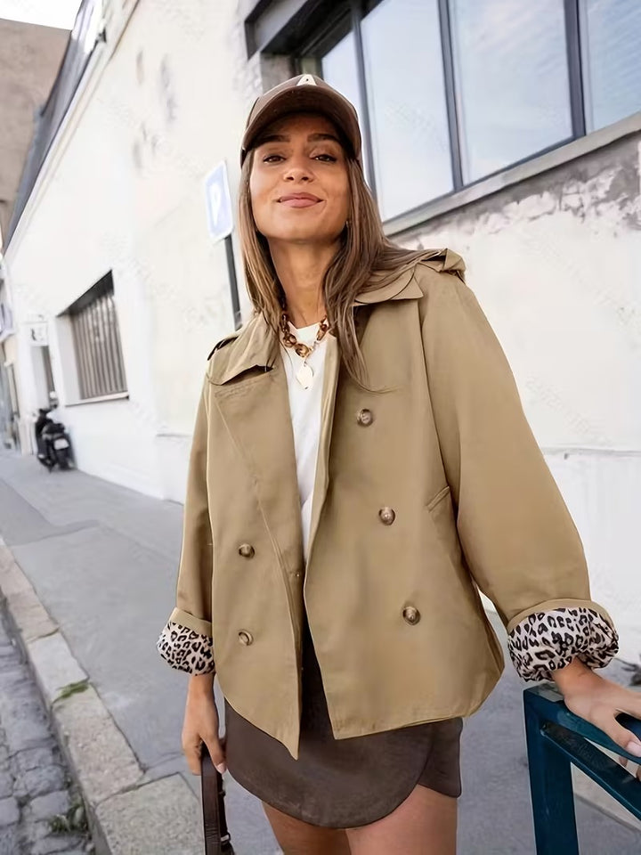 Trench-coat court intérieur léopard