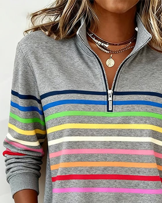 Pull à demi-zip et rayures