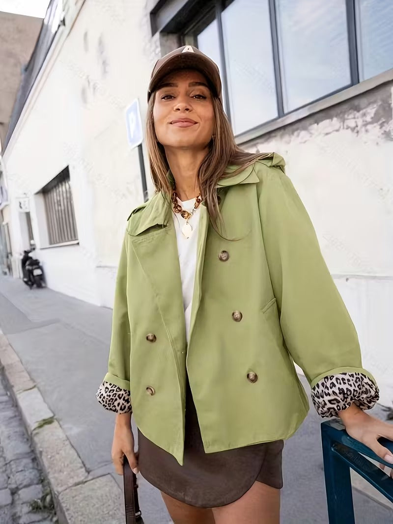 Trench-coat court intérieur léopard
