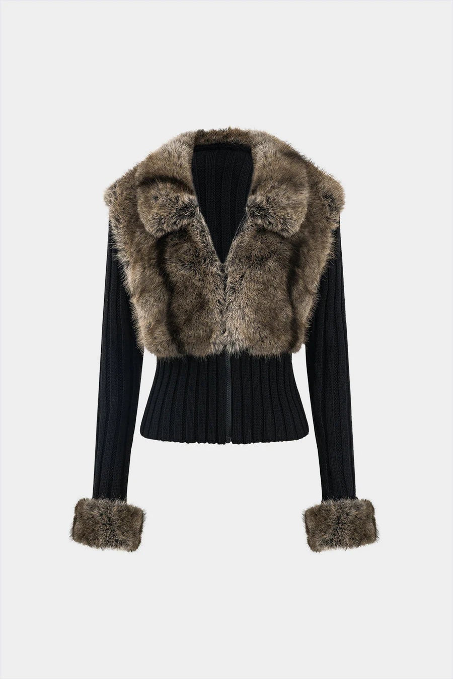 Cardigan zip en fourrure