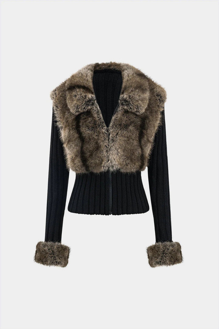 Cardigan zip en fourrure