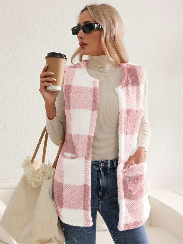 Gilet à carreaux sherpa