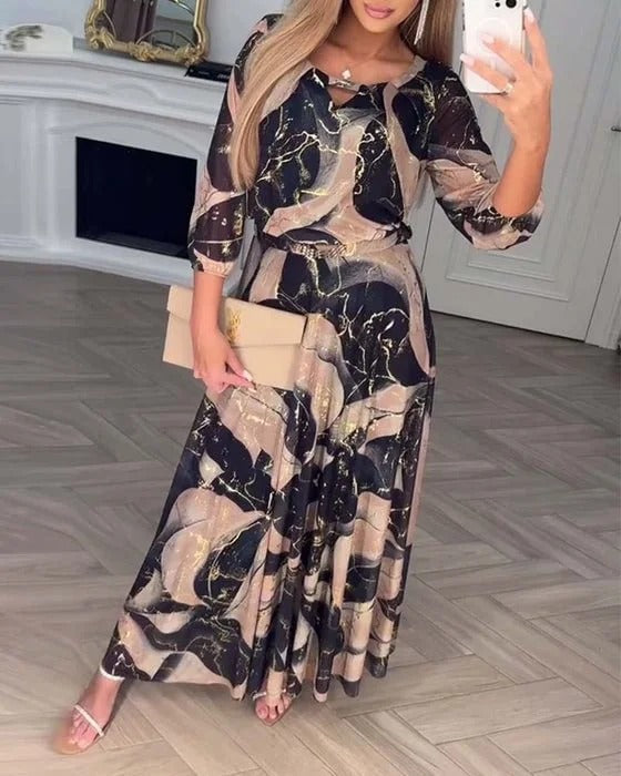 Robe élégante en mousseline avec imprimé