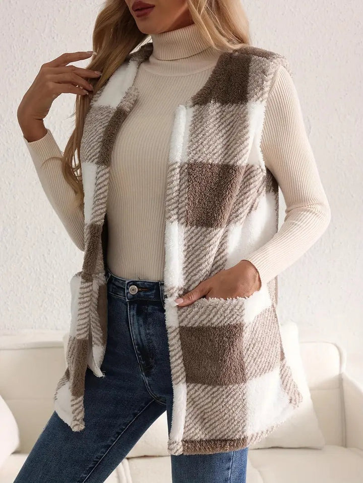 Gilet à carreaux sherpa