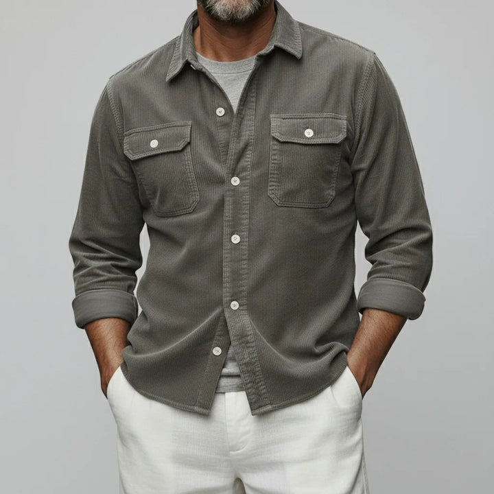 Chemises à manches longues en velours côtelé