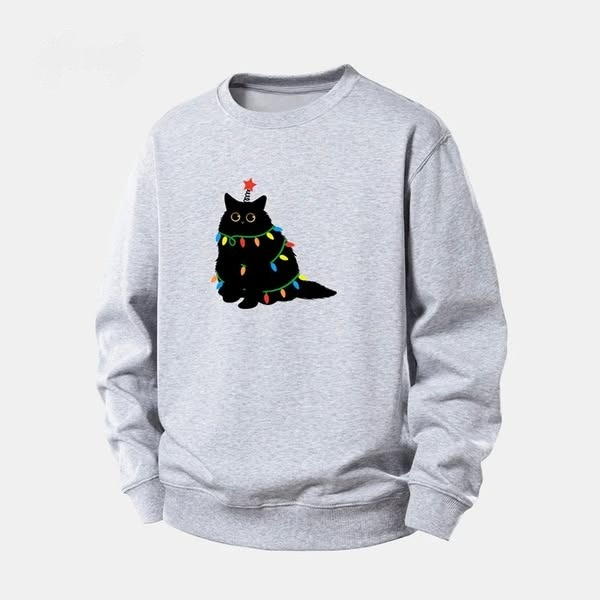 Sweat-shirt à imprimé chat de Noël