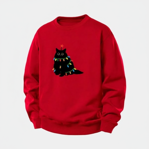 Sweat-shirt à imprimé chat de Noël