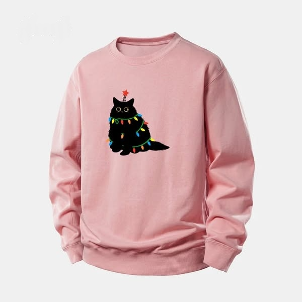 Sweat-shirt à imprimé chat de Noël