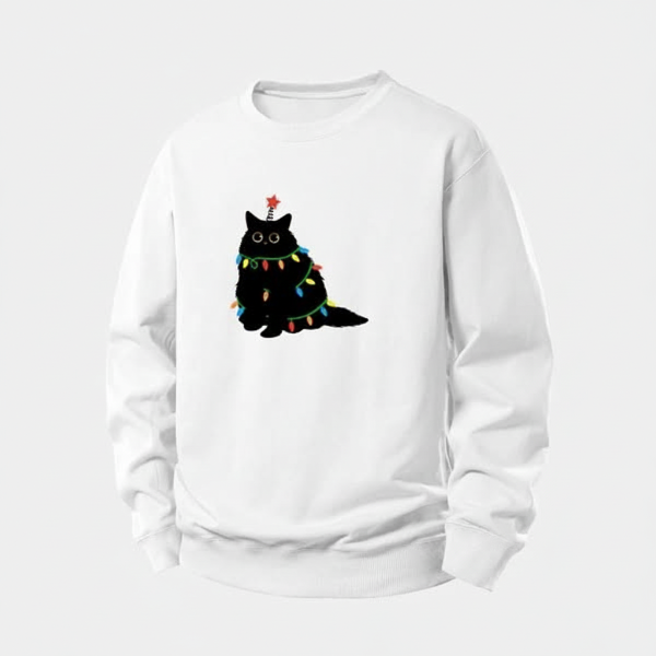 Sweat-shirt à imprimé chat de Noël