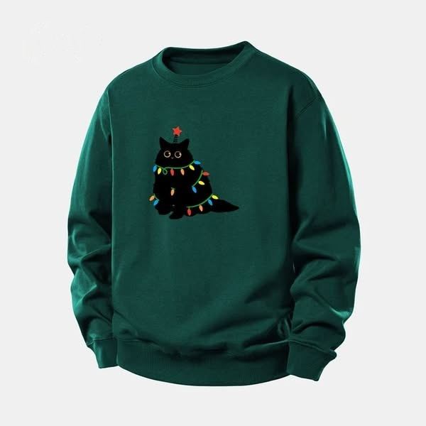 Sweat-shirt à imprimé chat de Noël