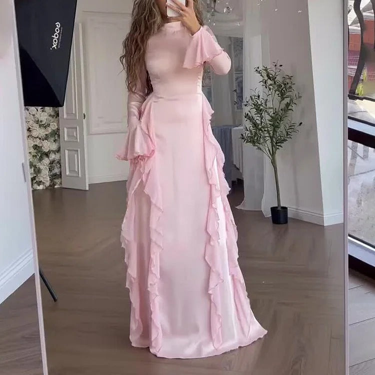 Robe longue à col montant