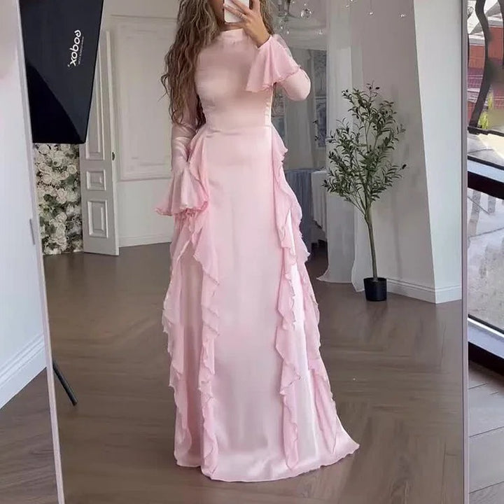 Robe longue à col montant