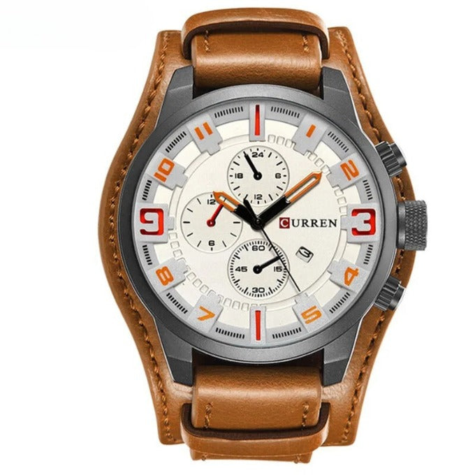 Montre chrono en cuir de vachette