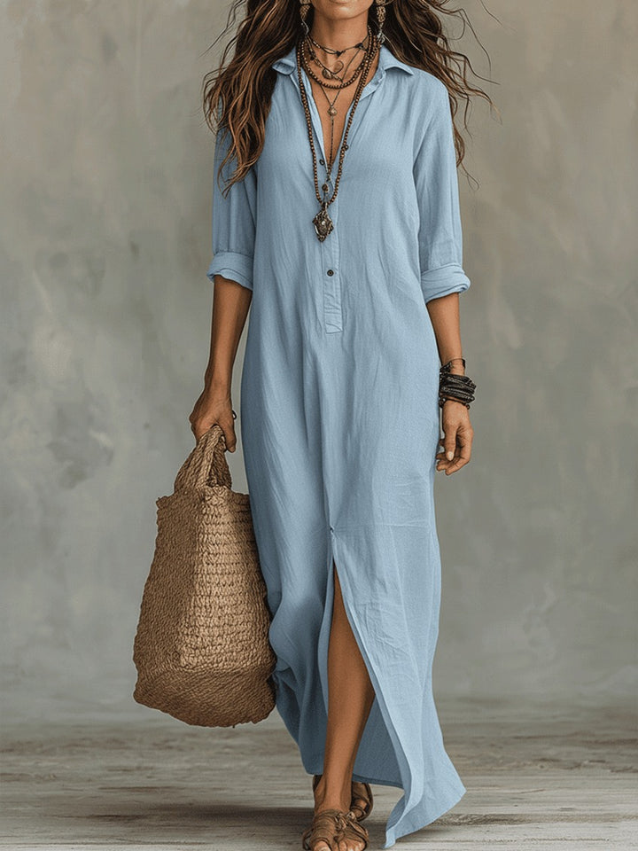 Robe longue chemise bohème