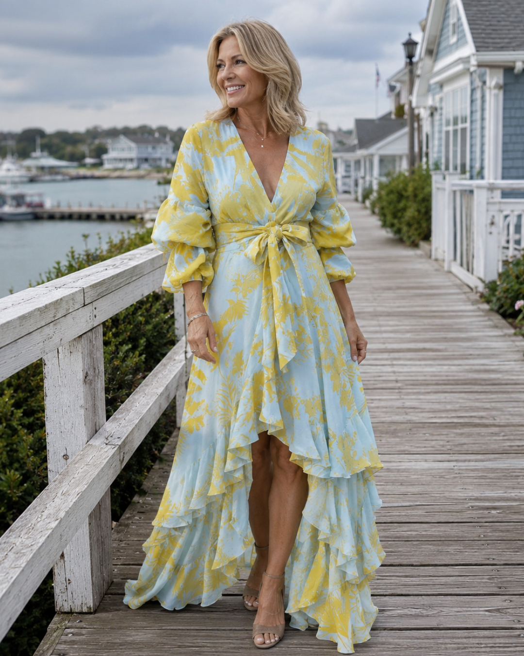 Vestido Maxi Floral de Cassandra™ con Capas