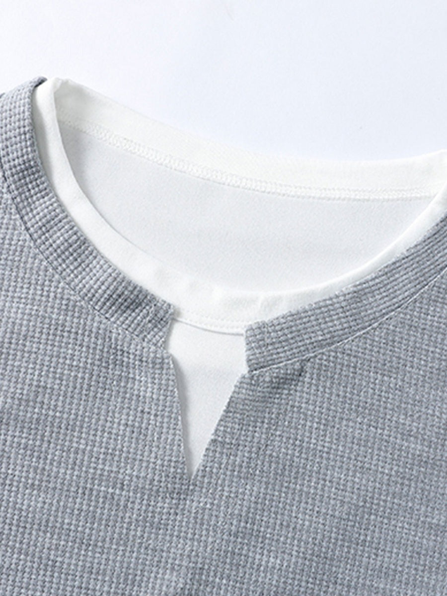 T-shirt gaufré 2 en 1 à manches longues et coupe décontractée