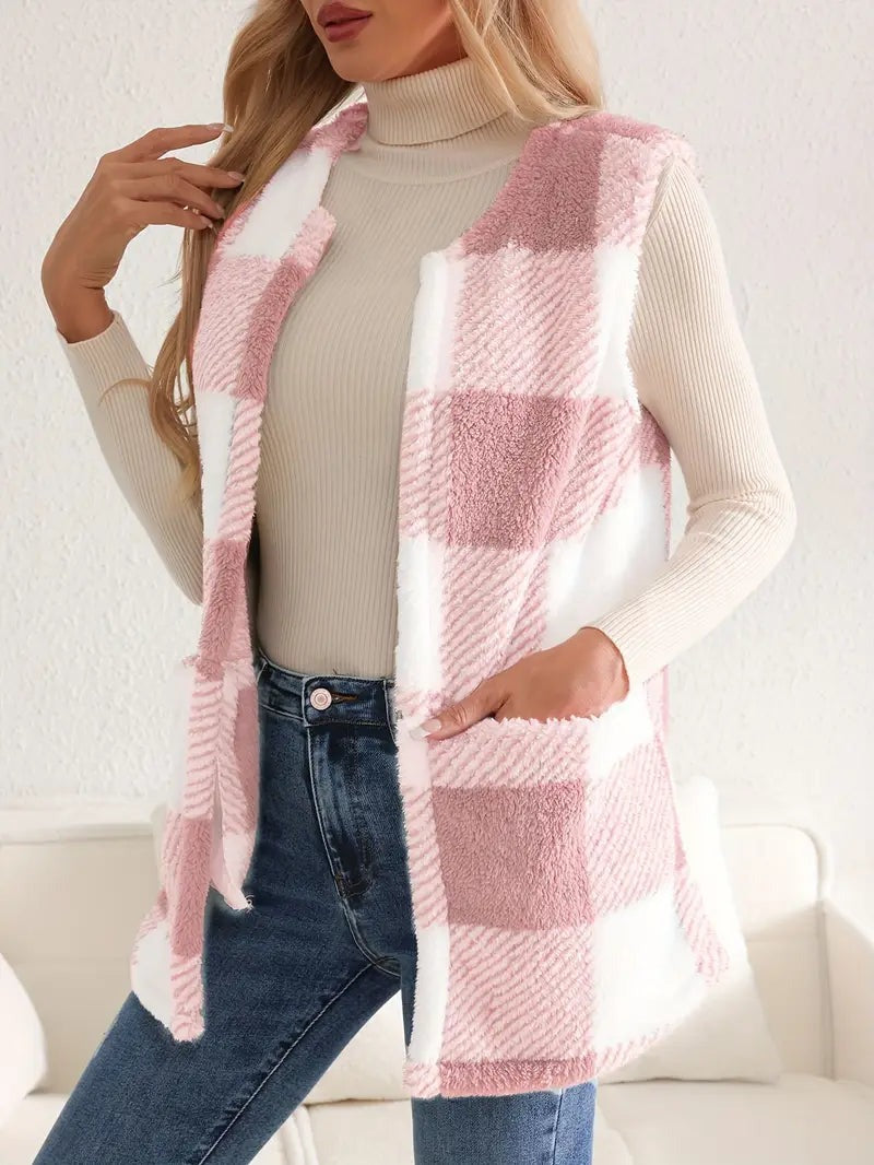 Gilet à carreaux sherpa