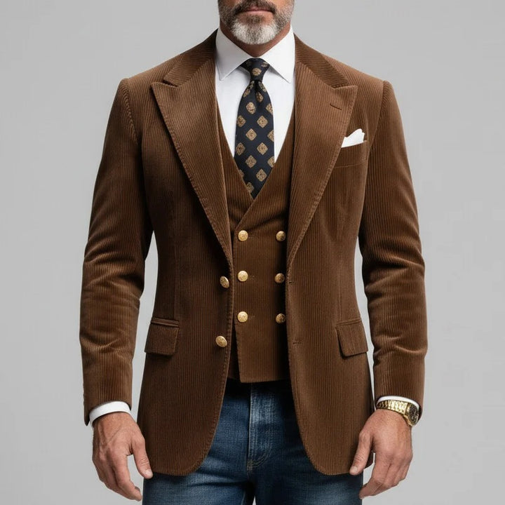 Blazer en velours côtelé marron pour homme