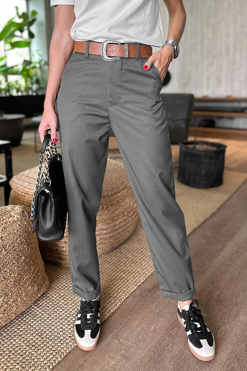 Pantalon de costume court à rayures décontracté
