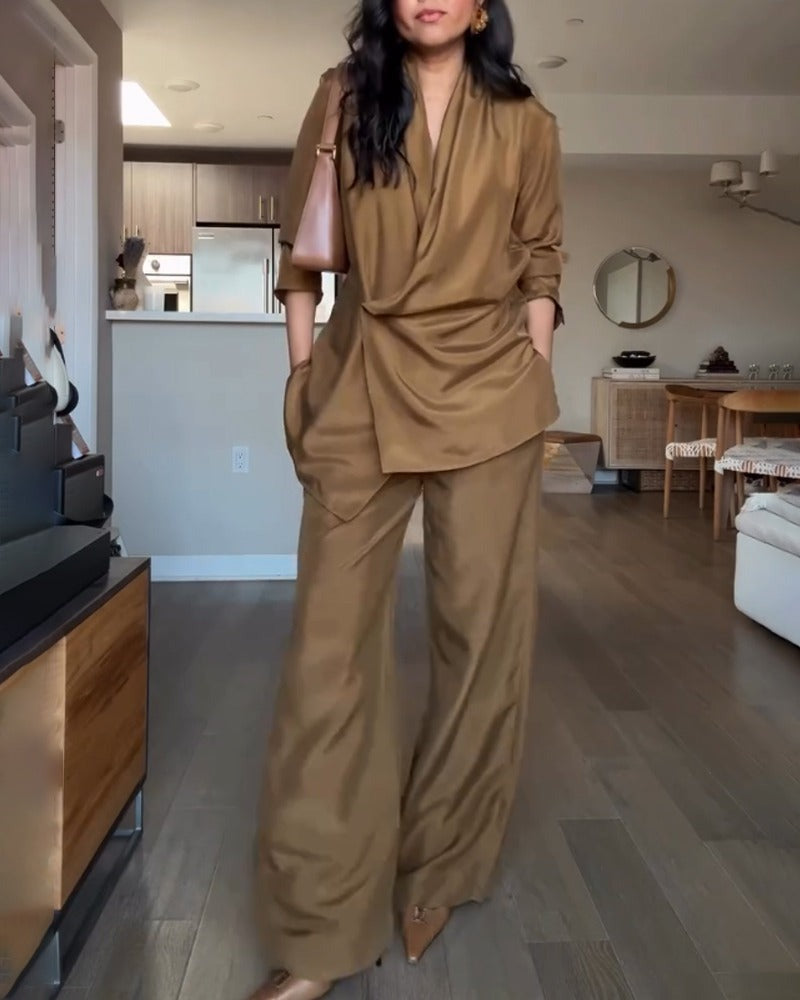 Ensemble pantalon et costume à revers châle