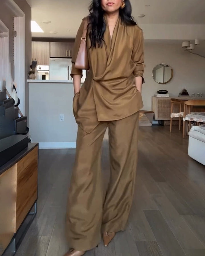 Ensemble pantalon et costume à revers châle