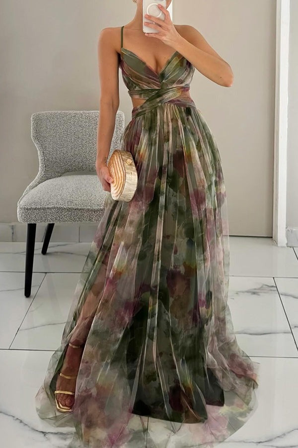 Giselle - Magnifique robe longue avec impression florale