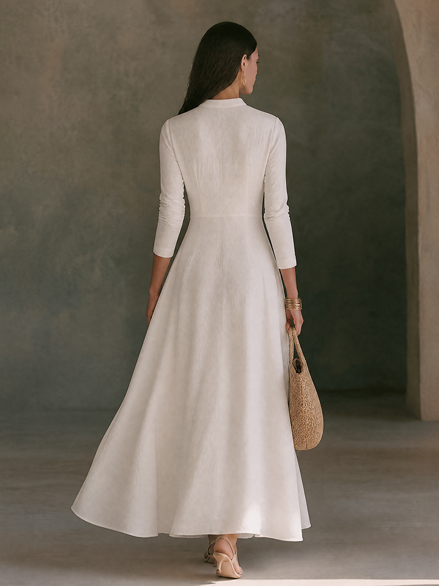 Mandarin Collar Maxi Dress